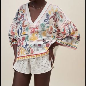 NWT Zara Embroidered Shirt Oyster white